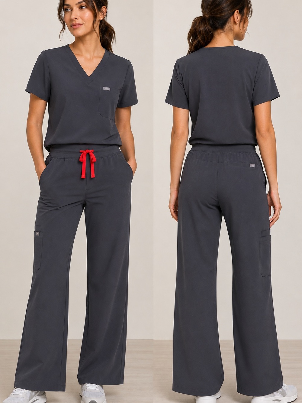 FIGS Catarina Scrub Top & Isabel
Wide Leg Pants Charcoal XS / XS
Petite